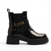 Europeon Union Women Black Vernis Leather Half Boot #3334